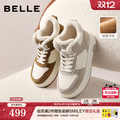 E6T1DDD5 面包棉鞋 子女2025新款 厚底增高休闲板鞋 百丽高帮加绒板鞋