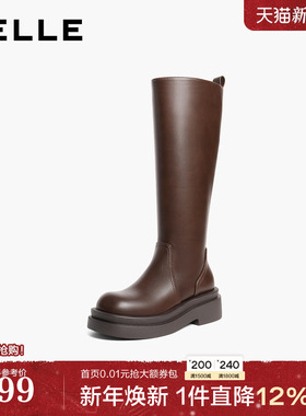 百丽厚底高长骑士弹力靴女2025冬季新款显瘦长筒靴子B2916DG5