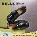 真皮深口单鞋 百丽女鞋 JK黑色小皮鞋 子海鸥乐福鞋 子A5W1DCA4 新款