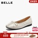 百丽女鞋 B3066AQ6预 真皮轻便通勤单鞋 蝴蝶结优雅平跟单鞋 2026新款
