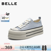 子B3121AM6预 透气运动休闲鞋 百丽厚底增高小白帆布板鞋 女2026新款
