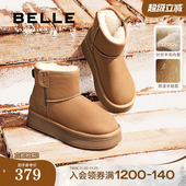 加绒保暖短靴D1K2DDD4预 君妍同款 百丽小暖炉2代厚底雪地靴女棉鞋