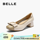 百丽粗高跟浅口单鞋 子E1A1DCQ5 女2025秋新款 不累脚软底妈妈鞋
