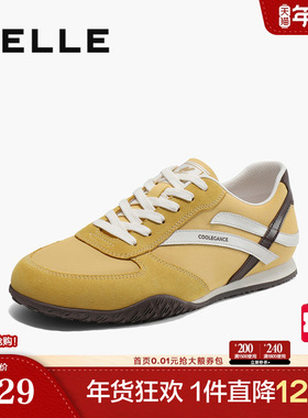 百丽男鞋黄色德训运动鞋夏新商场户外透气慢跑阿甘鞋D5H08BM5