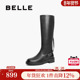 百丽女靴子复古骑士靴新款 冬季 长筒真皮厚底高长靴3ELB8DG4