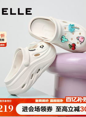 百丽女鞋子厚底多巴胺洞洞鞋夏季新款外穿包头拖鞋D9E1DBL5