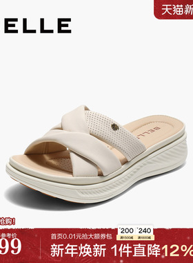 百丽休闲舒适凉拖鞋女2025夏季新款妈妈鞋子沙滩外穿拖鞋D6N1DBT5