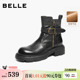 棉鞋 新款 显瘦加绒短靴子F2P1DDZ5 靴通勤女冬季 百丽真皮厚底时装