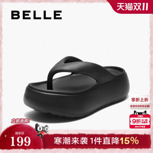 可外穿沙滩鞋 新款 子B2741BT5 女25夏季 百丽夹脚趾人字厚底凉拖鞋