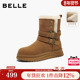 保暖毛毛棉鞋 百丽复古厚底雪地靴女冬季 新款 东北靴F3A1DDZ5