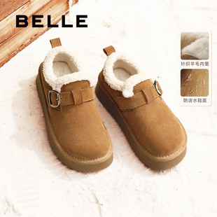 【超级年货节】百丽雪顶咖啡复古绒面勃肯鞋女加绒保暖休闲毛毛鞋