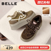 百丽厚底双鞋 子B2906CM5 美拉德运动休闲面包鞋 带小白板鞋 女新款