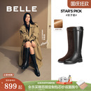 加絨大筒圍顯瘦女鞋 預(yù) 百麗雙子星騎士高長筒靴冬季 董璇張小婉同款