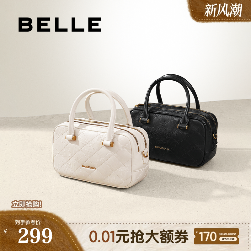 百丽包包女冬新小香风单肩斜挎手提波士顿包上班X7142DX4