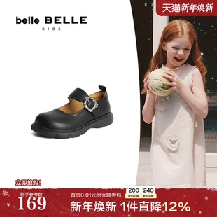 黑色小皮鞋 子2024新款 女童学院风A5305C84 玛丽珍公主单鞋 百丽童鞋