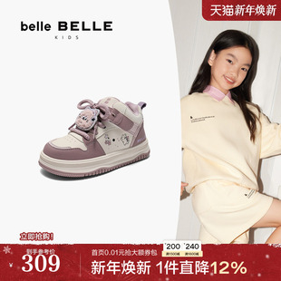 运动休闲鞋 百丽童鞋 面包鞋 女中童新款 L2009D95 卡通高帮魔术贴板鞋