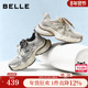 新款 女鞋 子双鞋 百丽厚底灰色老爹鞋 带增高运动休闲鞋 E4D1DCM5
