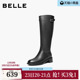 百丽双子星厚底长筒靴骑士靴女冬季 真皮高筒靴F2X1DDG5 新款