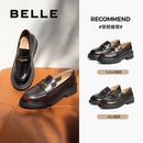 田曦薇同款百丽海鸥乐福鞋2.0厚底真皮黑色小皮鞋单鞋子B5H1DC