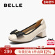 子粗高跟鞋 春季 新款 百丽女鞋 真皮不累脚妈妈浅口单鞋 D8Q1DAQ5