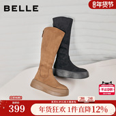 百丽女靴厚底高长骑士弹力靴冬季 新款 显瘦瘦靴长筒靴子B2822DG5