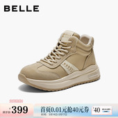 厚底休闲运动鞋 新款 子E5V1DDD5 复古高帮阿甘鞋 百丽女鞋