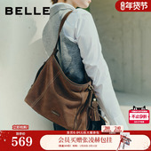 百丽包包女流浪摩卡升级版 中号新年礼物麂皮单肩斜跨托特包Z9411A