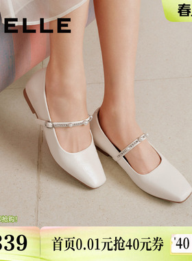 百丽复古法式一字带玛丽珍鞋女新款小方头浅口单鞋子D8F1DAQ5