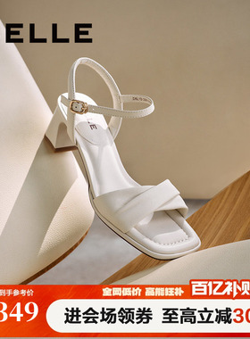 百丽高跟一字带凉拖鞋女夏季新款法式羊皮不累脚高跟鞋子D6L1DBL5