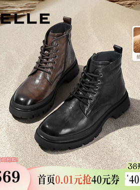 明星同款百丽男鞋真牛皮马丁靴男士商场款男靴子加绒8CQ01DD3
