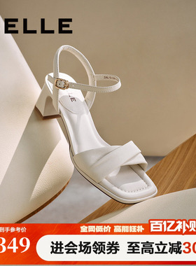 百丽高跟一字带凉拖鞋女夏季新款法式羊皮不累脚高跟鞋子D6L1DBL5