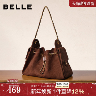 小香风腋下包红色大容量托特包7210 百丽包包女25新款 新年礼物