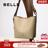 百丽包包女秋新复古海鸥老花通勤休闲单肩斜挎水桶包X2022CX5