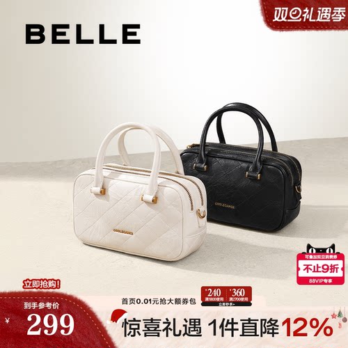 百丽包包女冬新小香风单肩斜挎手提波士顿包上班X7142DX4