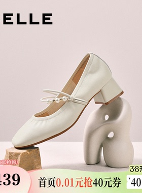 百丽复古粗高跟玛丽珍鞋女秋季新款真皮浅口单鞋子E1T1DCQ5