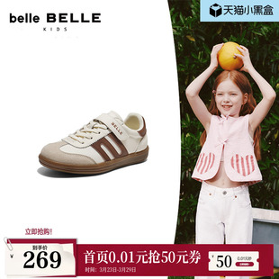 魔术贴休闲鞋 商场新款 子 男女中童2026春季 百丽跑道薄底板栗德训鞋