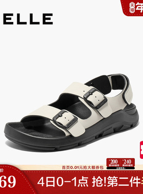 百丽女鞋子透气休闲运动凉鞋25夏季新款魔术贴沙滩凉鞋D5X1DBL5