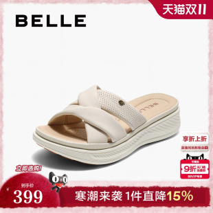 子沙滩外穿拖鞋 百丽休闲舒适凉拖鞋 妈妈鞋 新款 D6N1DBT5 女2025夏季