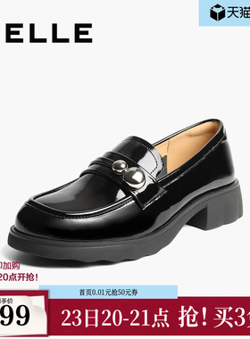 百丽厚底复古乐福鞋女秋季新款黑色小皮鞋深口单鞋子E1G1DCA5