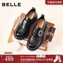 B3030 雕花布洛克真皮厚底小皮单鞋 百丽英伦风流苏乐福鞋 女26新款