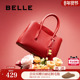 百丽包包女新款 红色婚包新娘包手提包大容量斜挎包送妈妈X5349CX0