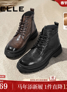 明星同款百丽男鞋真牛皮马丁靴男士商场款男靴子加绒8CQ01DD3