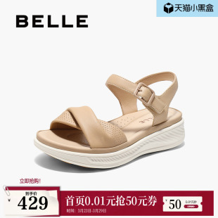 子可外穿凉拖鞋 百丽厚底休闲凉鞋 妈妈鞋 新款 子D6N2DBL5 女夏季