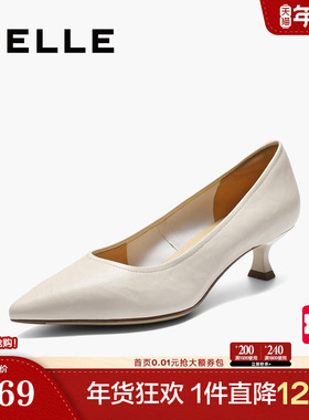 百丽女鞋子细高跟单鞋新款真皮通勤不累脚浅口单鞋BFH01CQ5