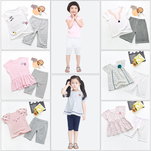 特价款粒粒仔威奇猫儿童女童夏款短袖五分裤套装休闲套家居服
