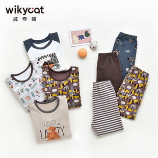 威奇猫wikycat230克鹿皮绒倍柔棉儿童内衣内裤秋衣秋裤线衣线裤