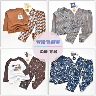 威奇猫wikycat儿童男童鹿皮绒家居服睡衣睡裤套装倍柔棉鹿皮绒