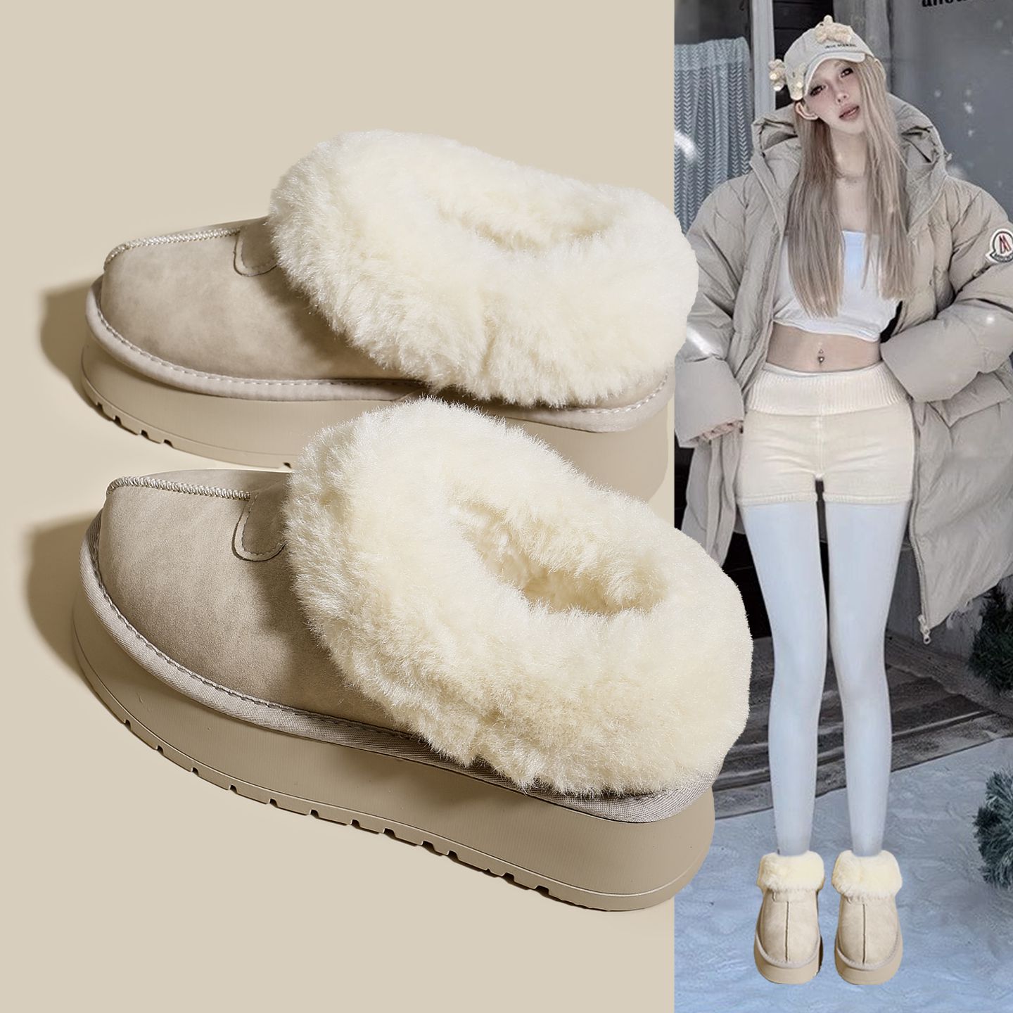 5CM厚底增高!加绒加厚雪地靴女