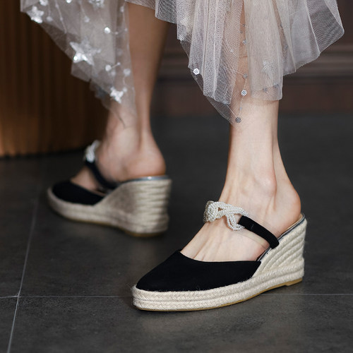 2021夏季新款真皮包头ins半拖鞋