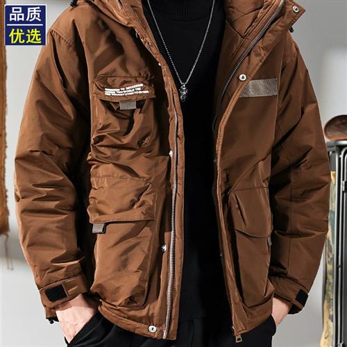 90白鸭绒加厚工装连帽羽绒服男款冬季防寒保暖飞行员夹克冬款外套